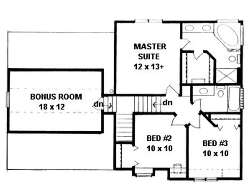 Floor Plan Second Story of Small House Plans #103-1014