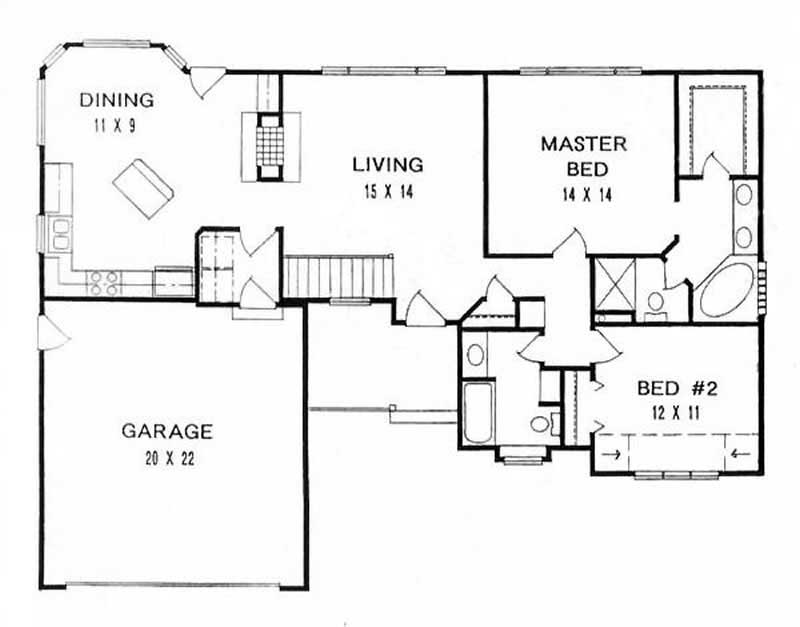 Floor Plan First Story of Ranch Plan #103-1016