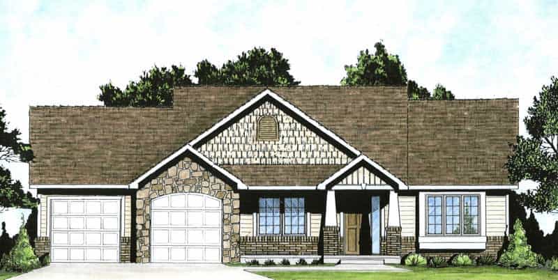 Ranch home (ThePlanCollection:  Plan #103-1020)