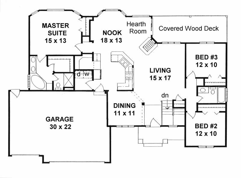 Floor Plan First Story of Small House Plans #103-1022