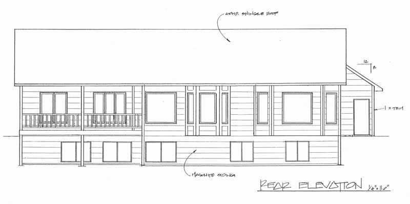 Home Plan Rear Elevation of this 3-Bedroom,1587 Sq Ft Plan -103-1022