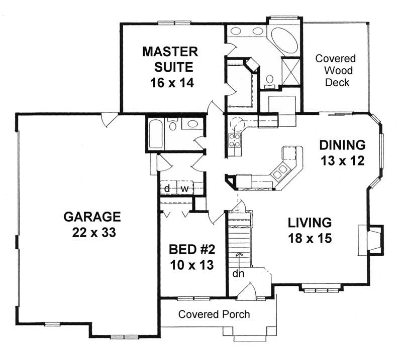 Floor Plan First Story of Small House Plans #103-1023