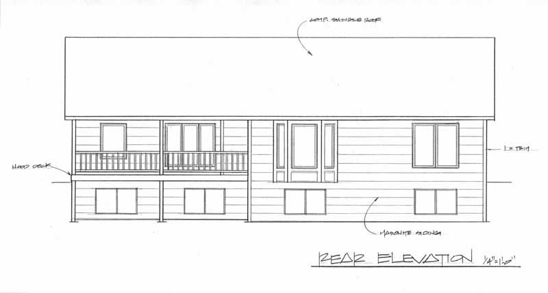 Home Plan Rear Elevation of this 3-Bedroom,1295 Sq Ft Plan -103-1024