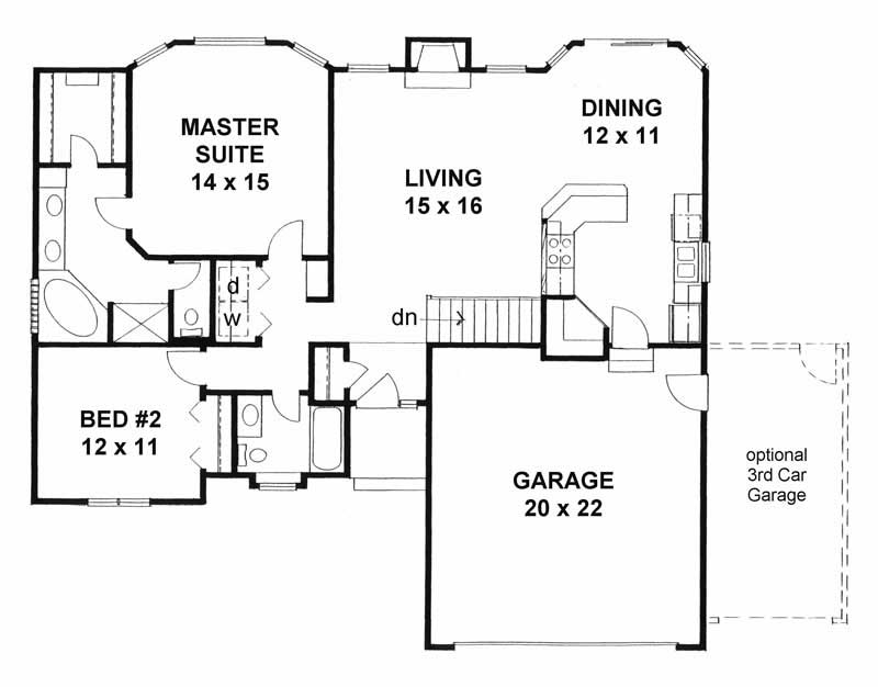 Floor Plan First Story of Small House Plans #103-1025