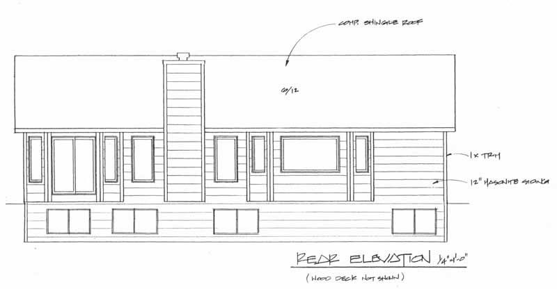 Home Plan Rear Elevation of this 2-Bedroom,1273 Sq Ft Plan -103-1025