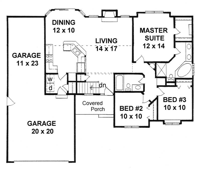 Floor Plan First Story of Ranch Plan #103-1026