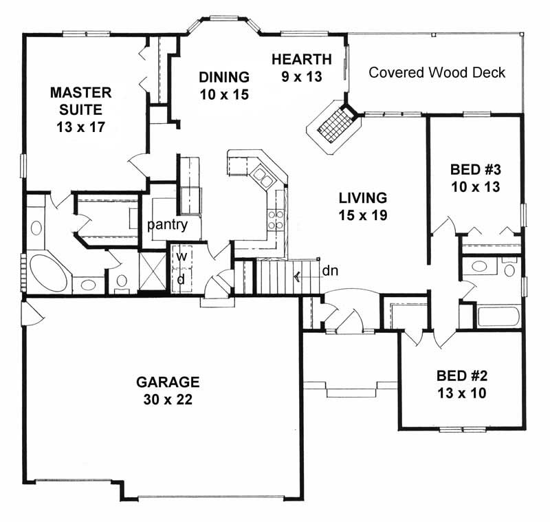 Floor Plan First Story of Small House Plans #103-1029