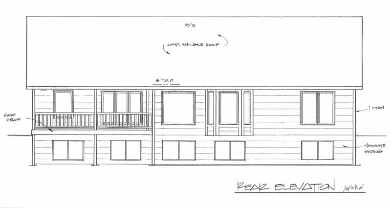 Home Plan Rear Elevation of this 3-Bedroom,1651 Sq Ft Plan -103-1029