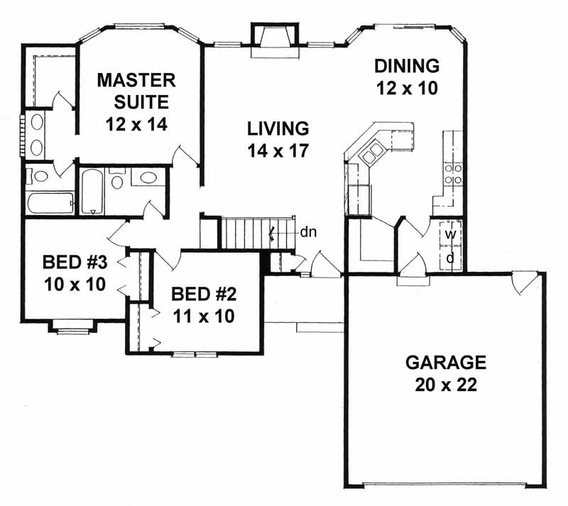 Floor Plan First Story of Small House Plans #103-1032