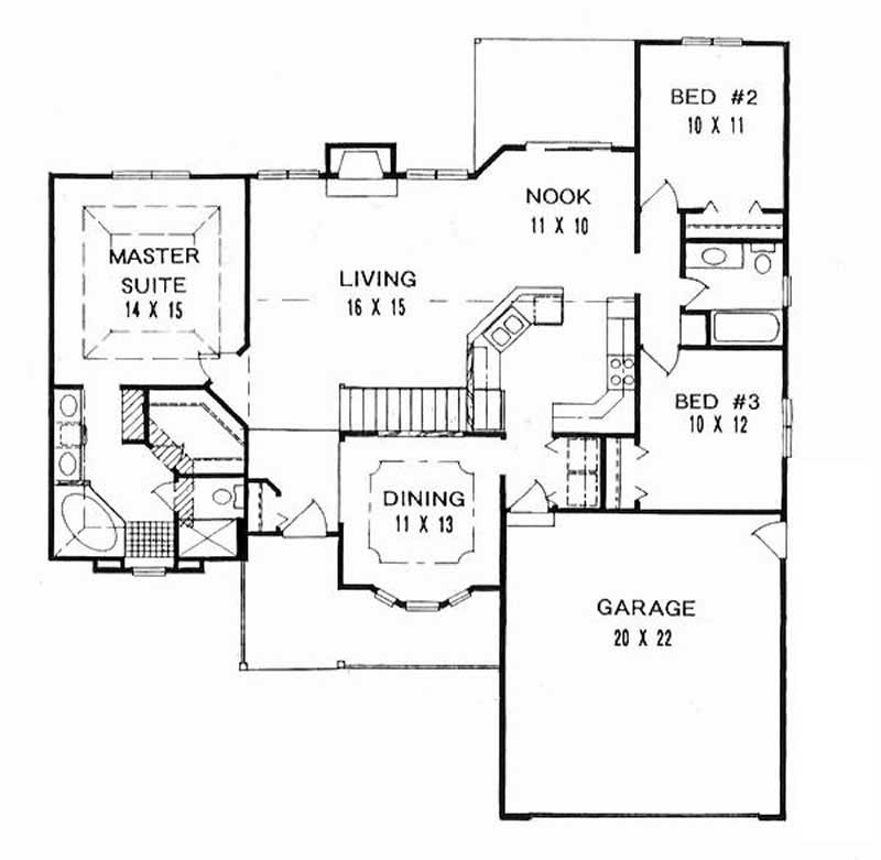 Floor Plan First Story of Ranch Plan #103-1034