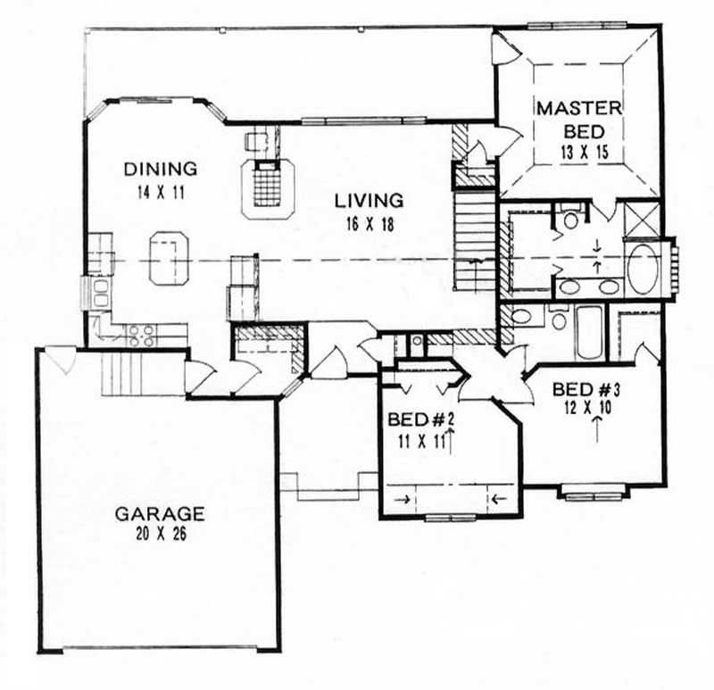 Floor Plan First Story of Ranch Plan #103-1035