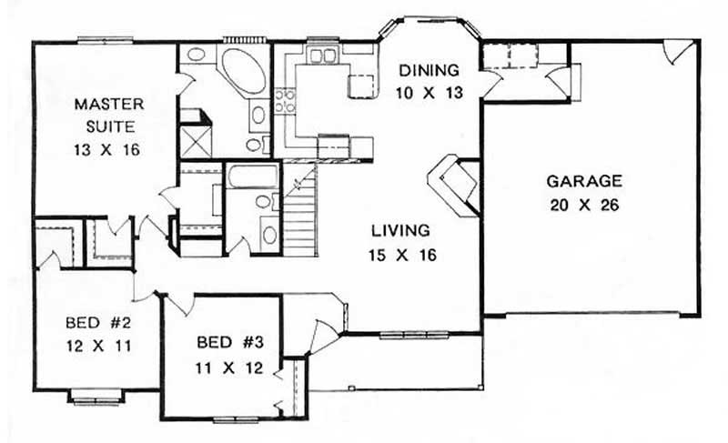 Floor Plan First Story of Ranch Plan #103-1037
