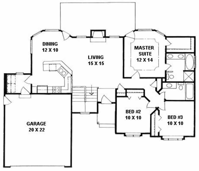 Floor Plan First Story of Ranch Plan #103-1039