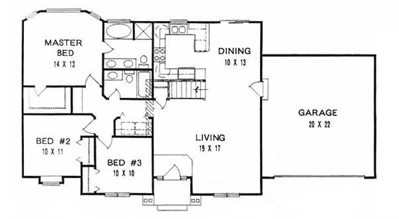 Floor Plan First Story of Ranch Plan #103-1041
