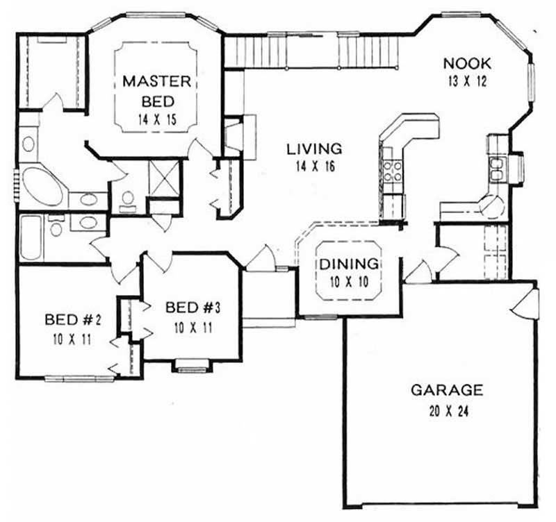 Floor Plan First Story of Ranch Plan #103-1047