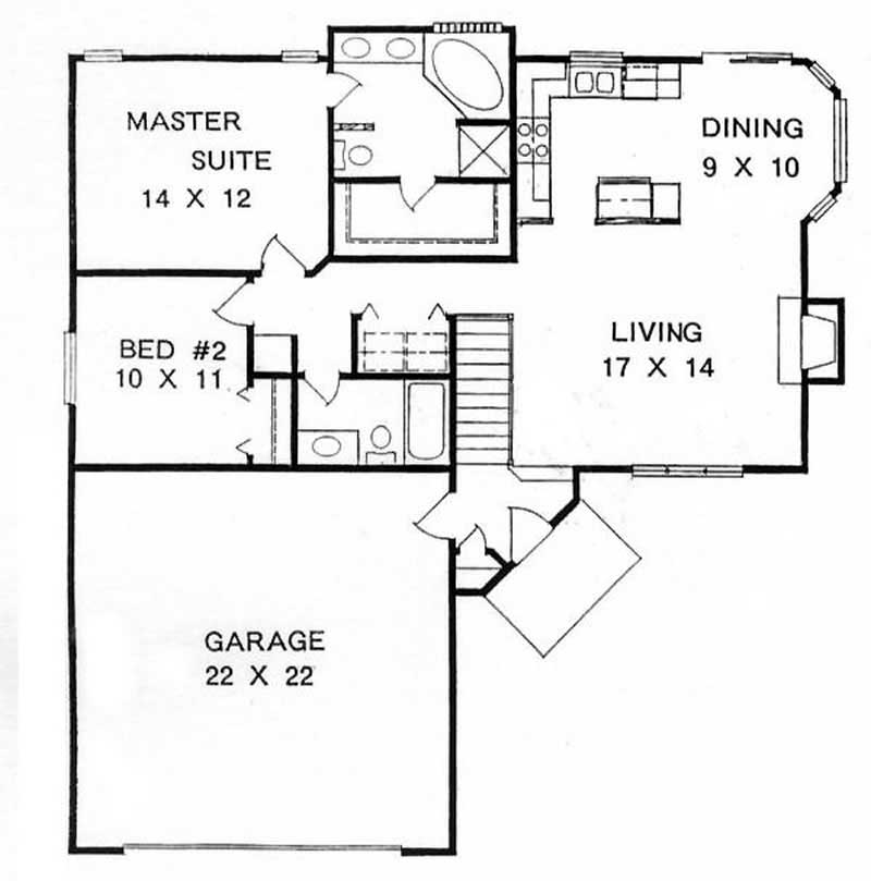 Floor Plan First Story of Ranch Plan #103-1048