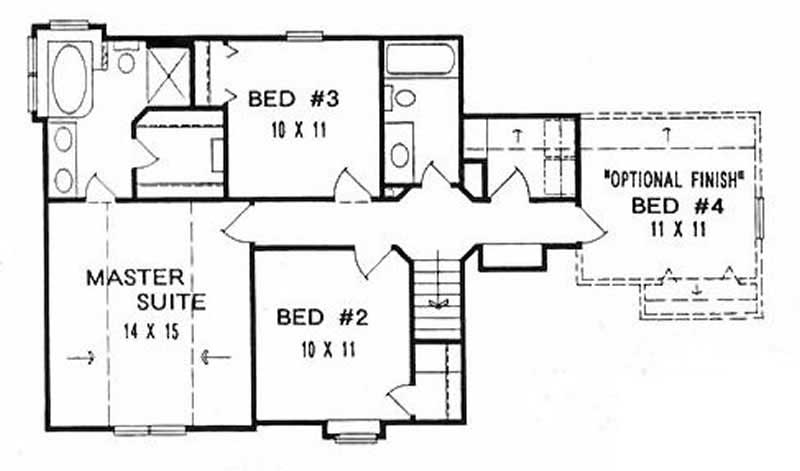 Floor Plan Second Story of Small House Plans #103-1051