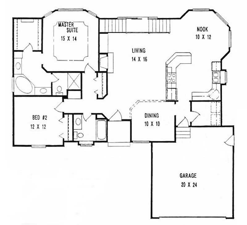 Floor Plan First Story of Ranch Plan #103-1053