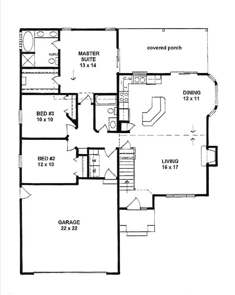 Floor Plan First Story of Ranch Plan #103-1055