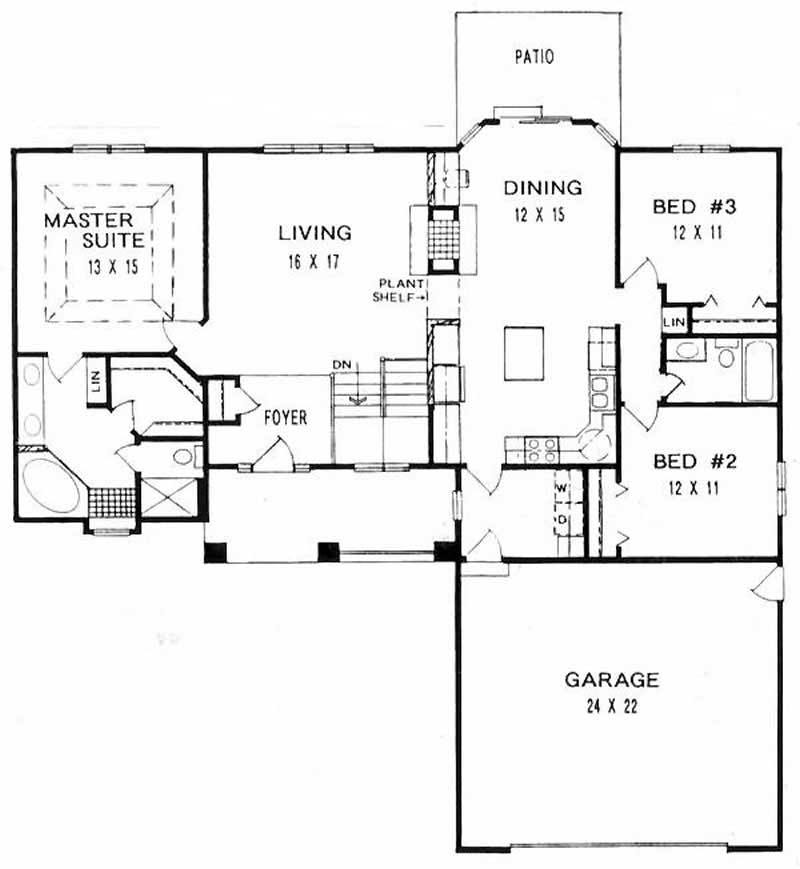 Floor Plan First Story of Ranch Plan #103-1056