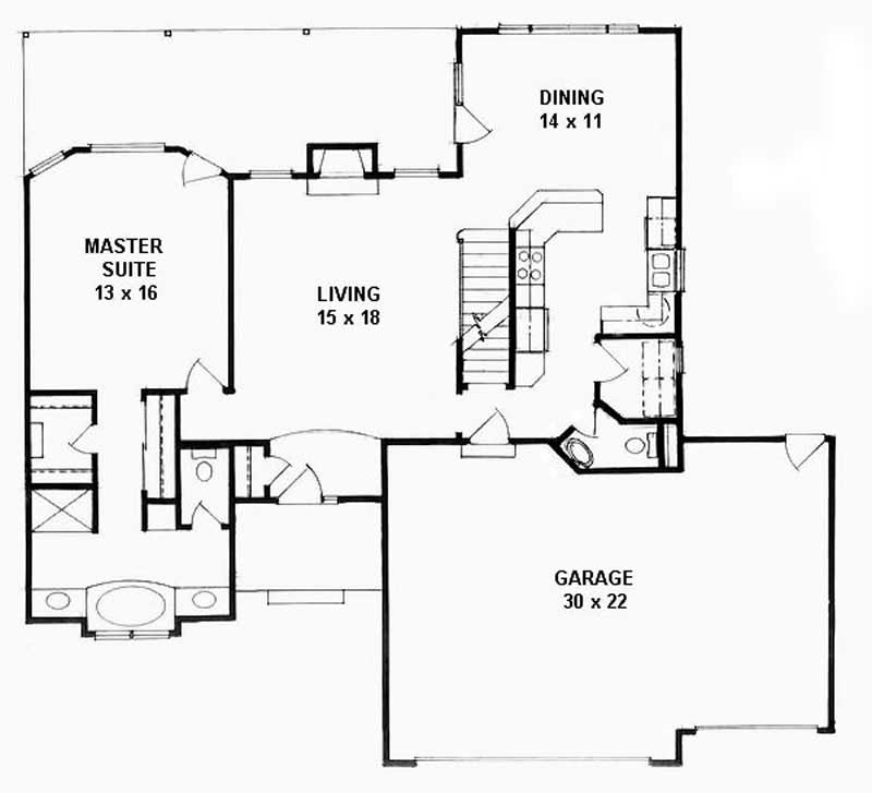 Floor Plan First Story of Small House Plans #103-1058