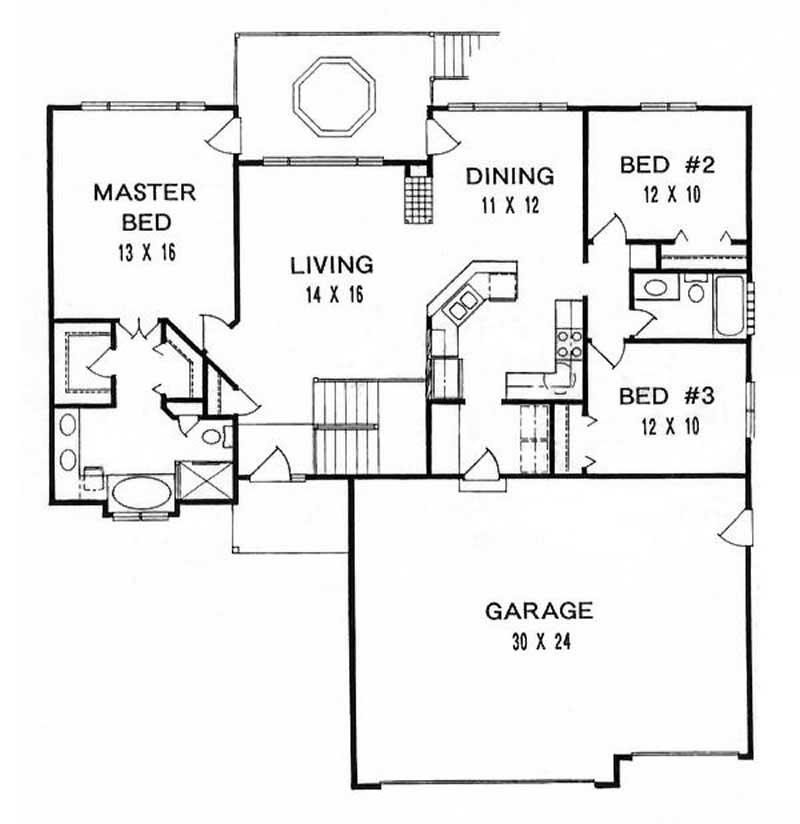 Floor Plan First Story of Ranch Plan #103-1059