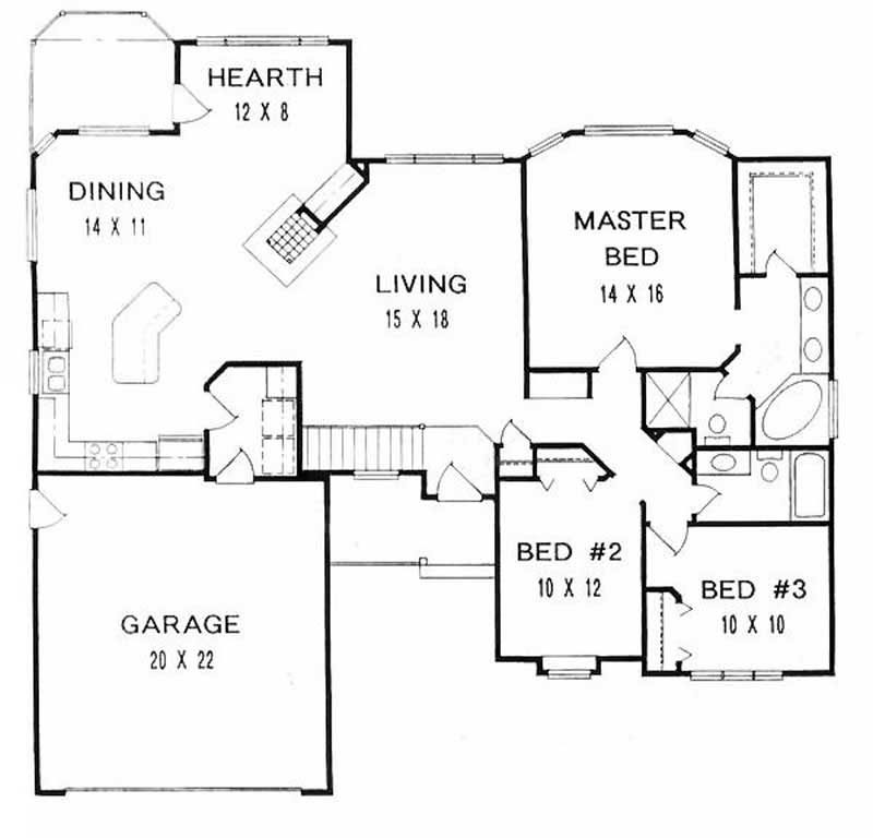 Floor Plan First Story of Ranch Plan #103-1060
