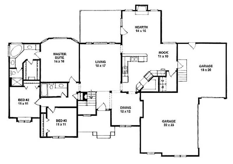 Floor Plan First Story of Ranch Plan #103-1062