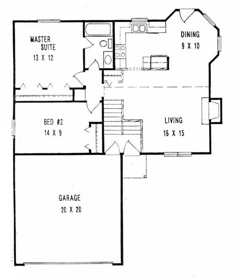 Floor Plan First Story of Multi-Level Plan #103-1064