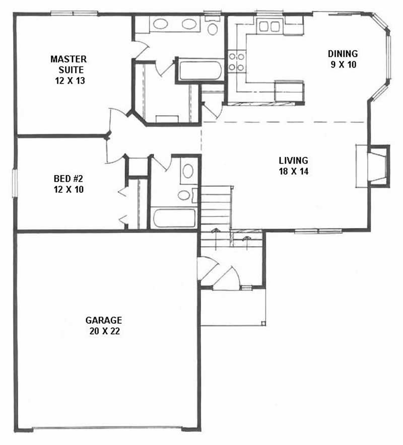 Floor Plan First Story of Multi-Level Plan #103-1065