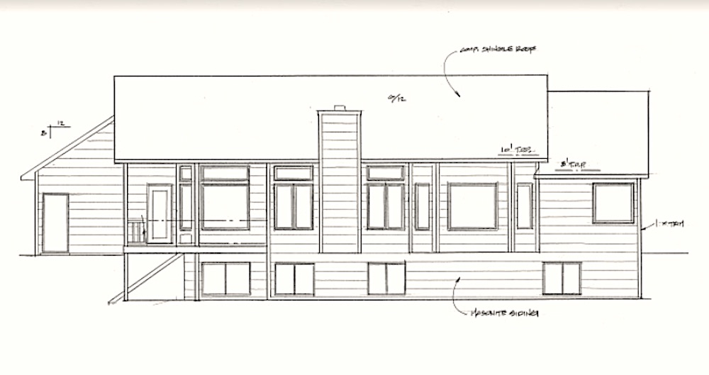 Home Plan Rear Elevation of this 3-Bedroom,1540 Sq Ft Plan -103-1066