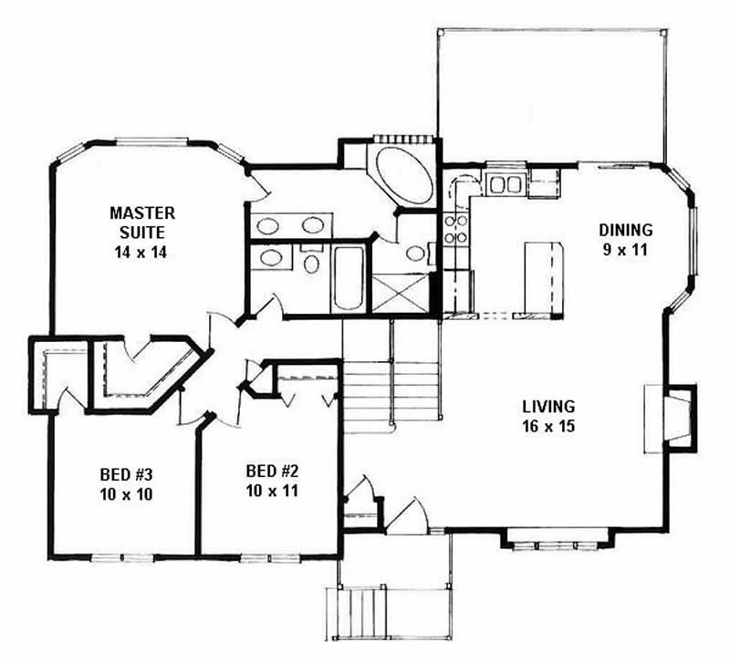 Floor Plan First Story of Small House Plans #103-1067