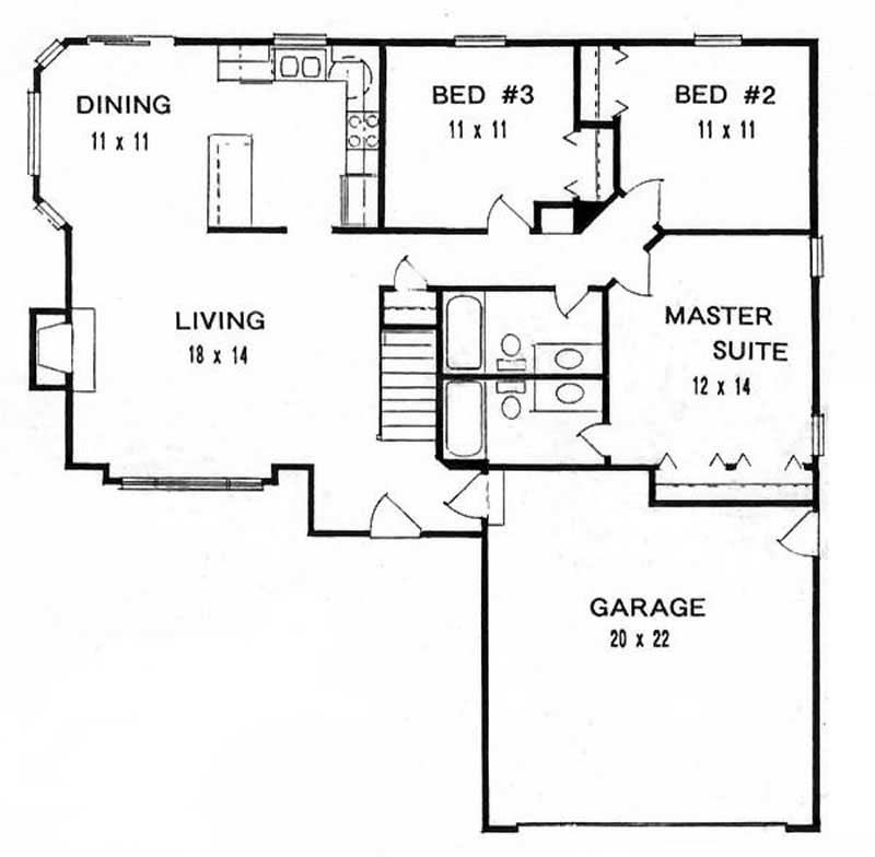 Floor Plan First Story of Ranch Plan #103-1074