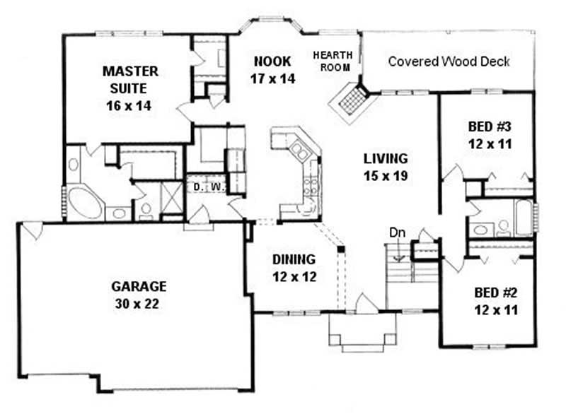 Floor Plan First Story of Ranch Plan #103-1077