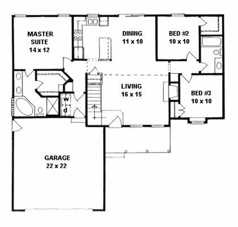 Floor Plan First Story of Ranch Plan #103-1078
