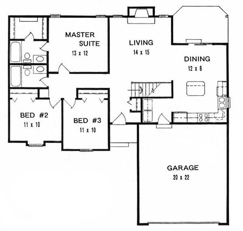 Floor Plan First Story of Ranch Plan #103-1081
