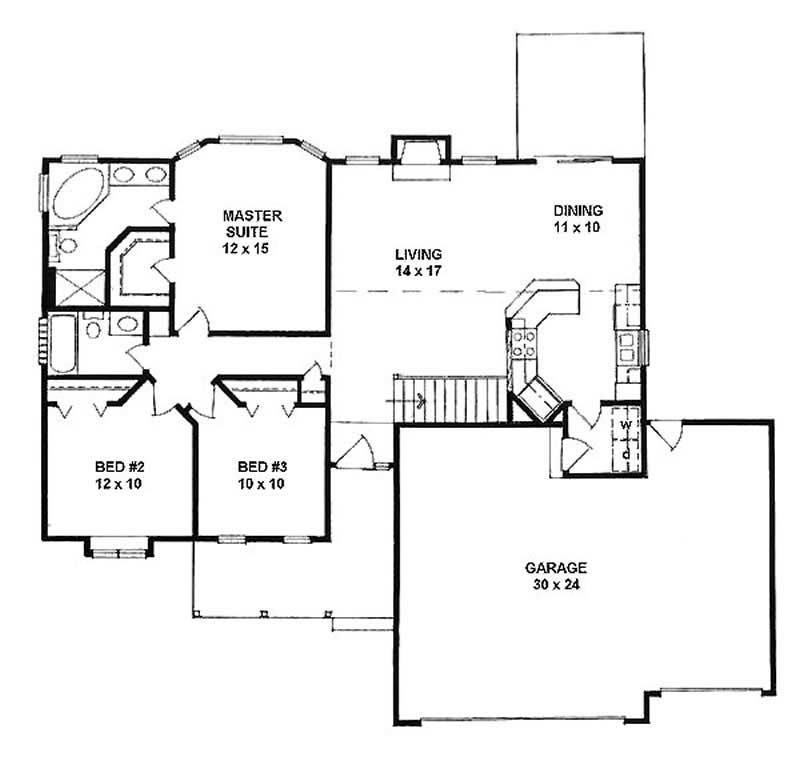 Floor Plan First Story of Ranch Plan #103-1082