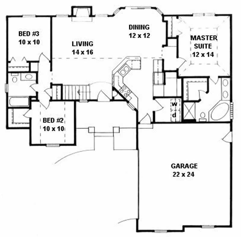 Floor Plan First Story of Ranch Plan #103-1084