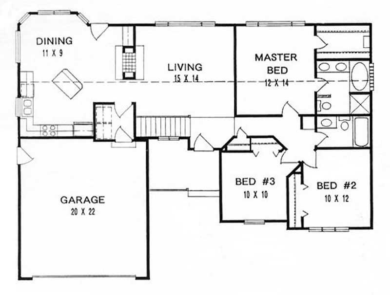 Floor Plan First Story of Ranch Plan #103-1085