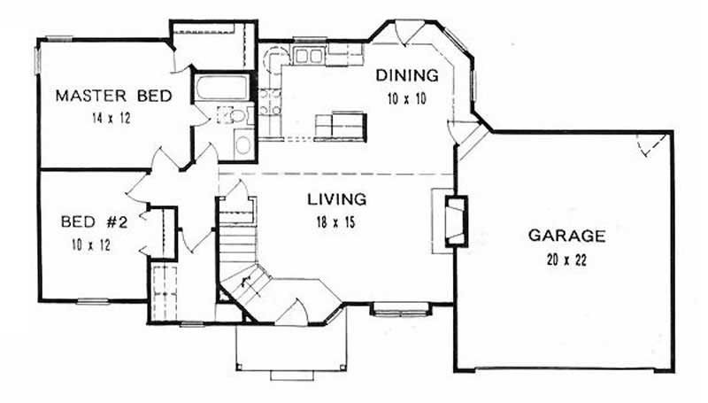 Floor Plan First Story of Ranch Plan #103-1087