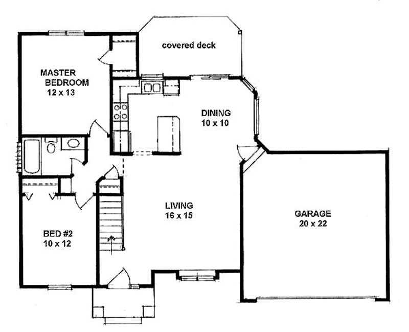 Floor Plan First Story of Ranch Plan #103-1088