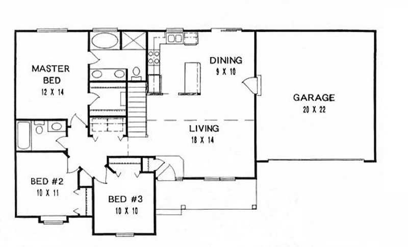 Floor Plan First Story of Ranch Plan #103-1089
