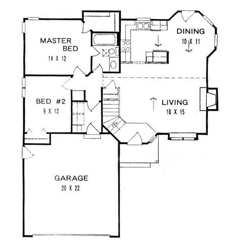 Floor Plan First Story of Ranch Plan #103-1090