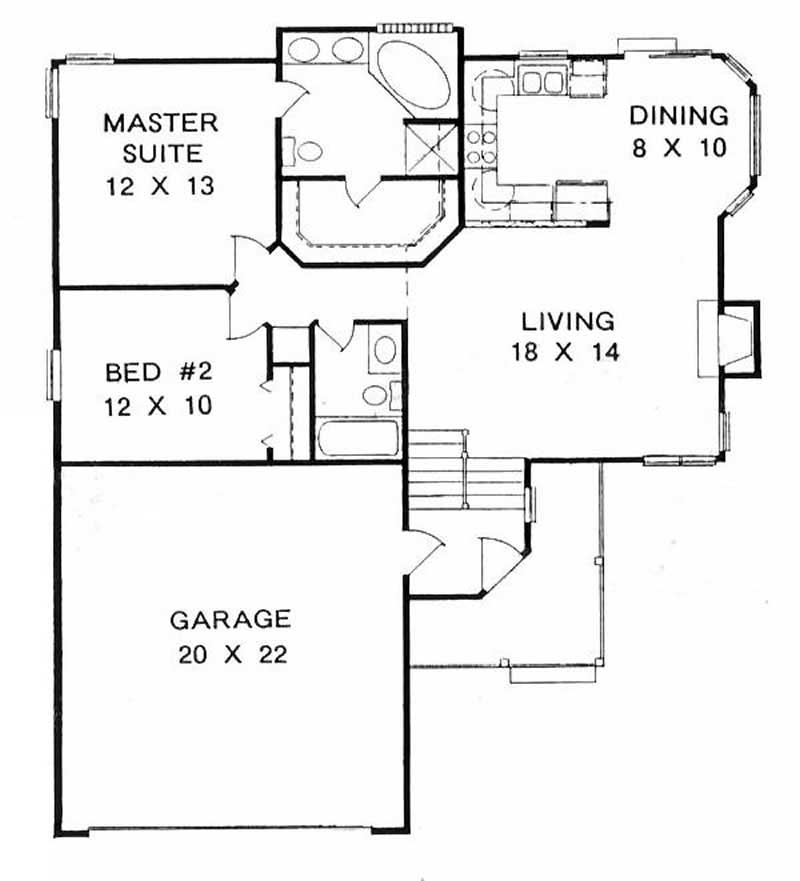 Floor Plan First Story of Multi-Level Plan #103-1091