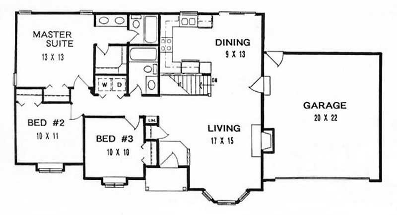Floor Plan First Story of Ranch Plan #103-1093