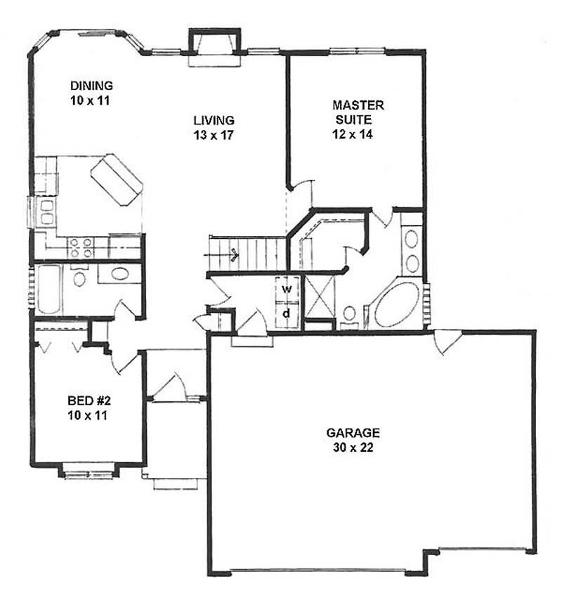 Floor Plan First Story of Ranch Plan #103-1094