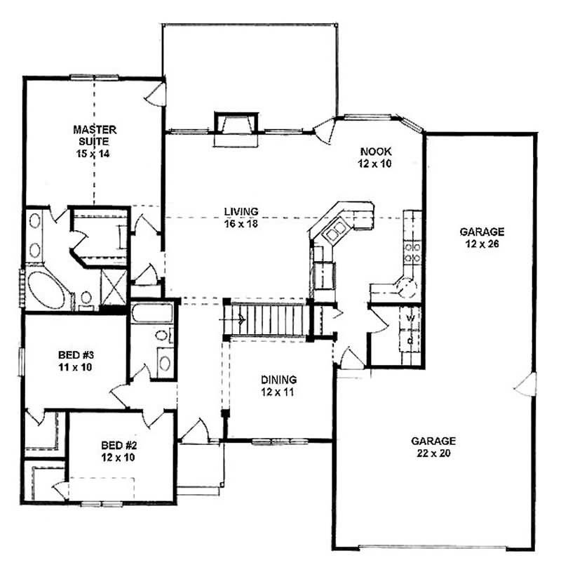 Floor Plan First Story of Ranch Plan #103-1096