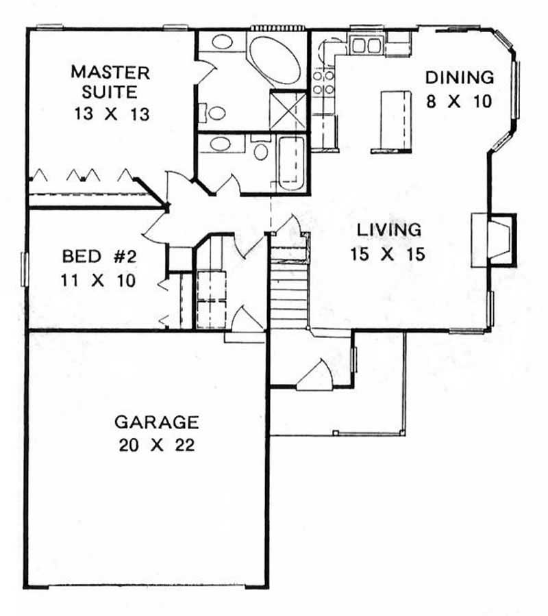 Floor Plan First Story of Ranch Plan #103-1097