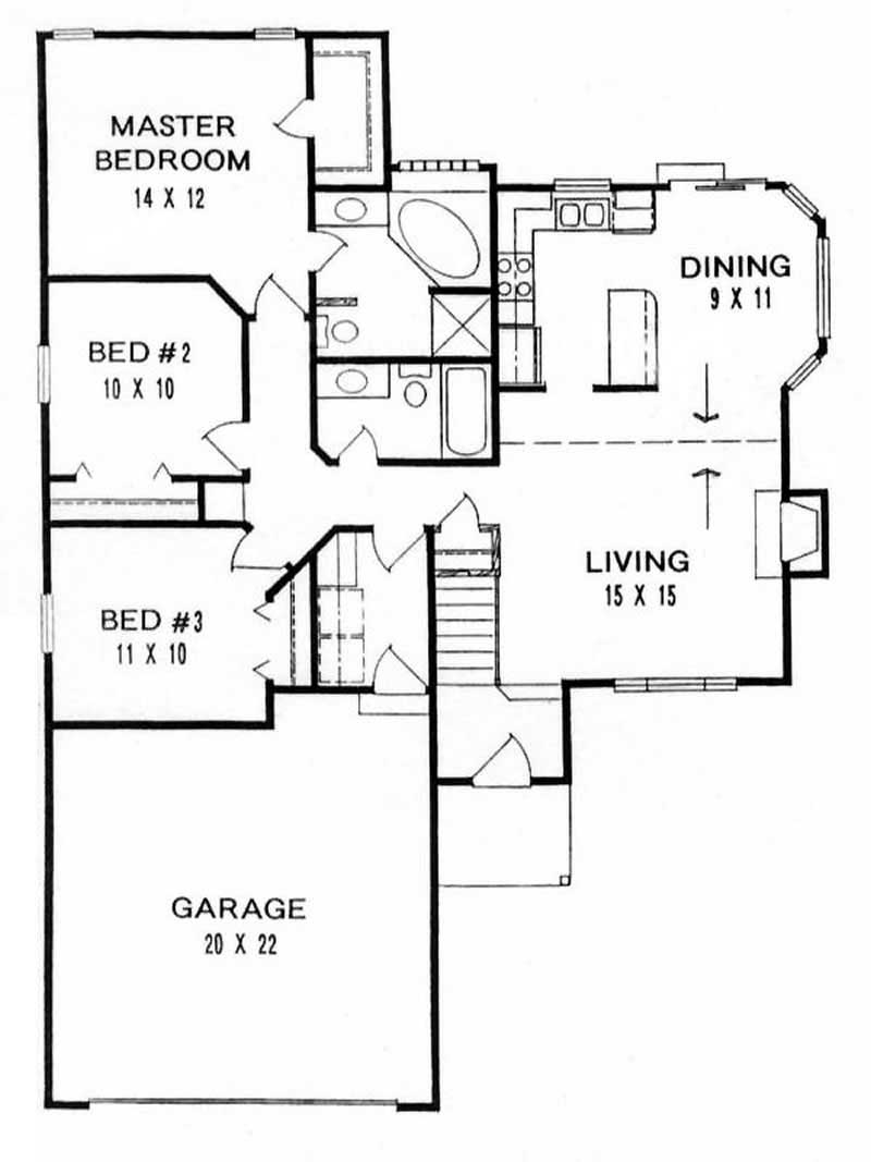 Floor Plan First Story of Ranch Plan #103-1102