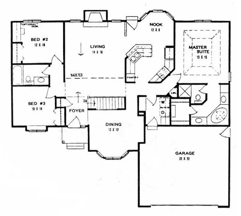 Floor Plan First Story of Ranch Plan #103-1105